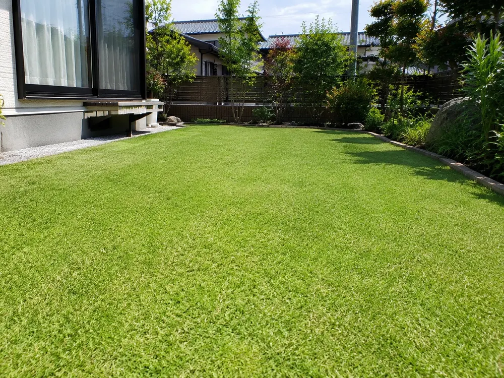 芝生の刈り込みでゴルフ場のような庭に（作業後）